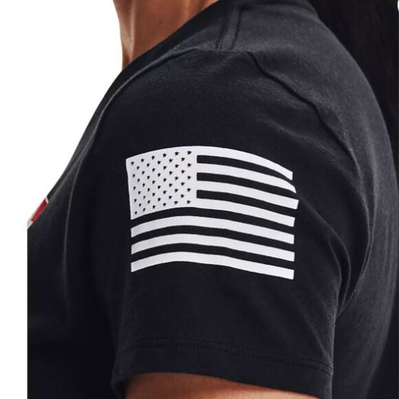 Under Armour Women's T-Shirt L Freedom Flag Tee Black Short Sleeve Independence - Picture 3 of 5
